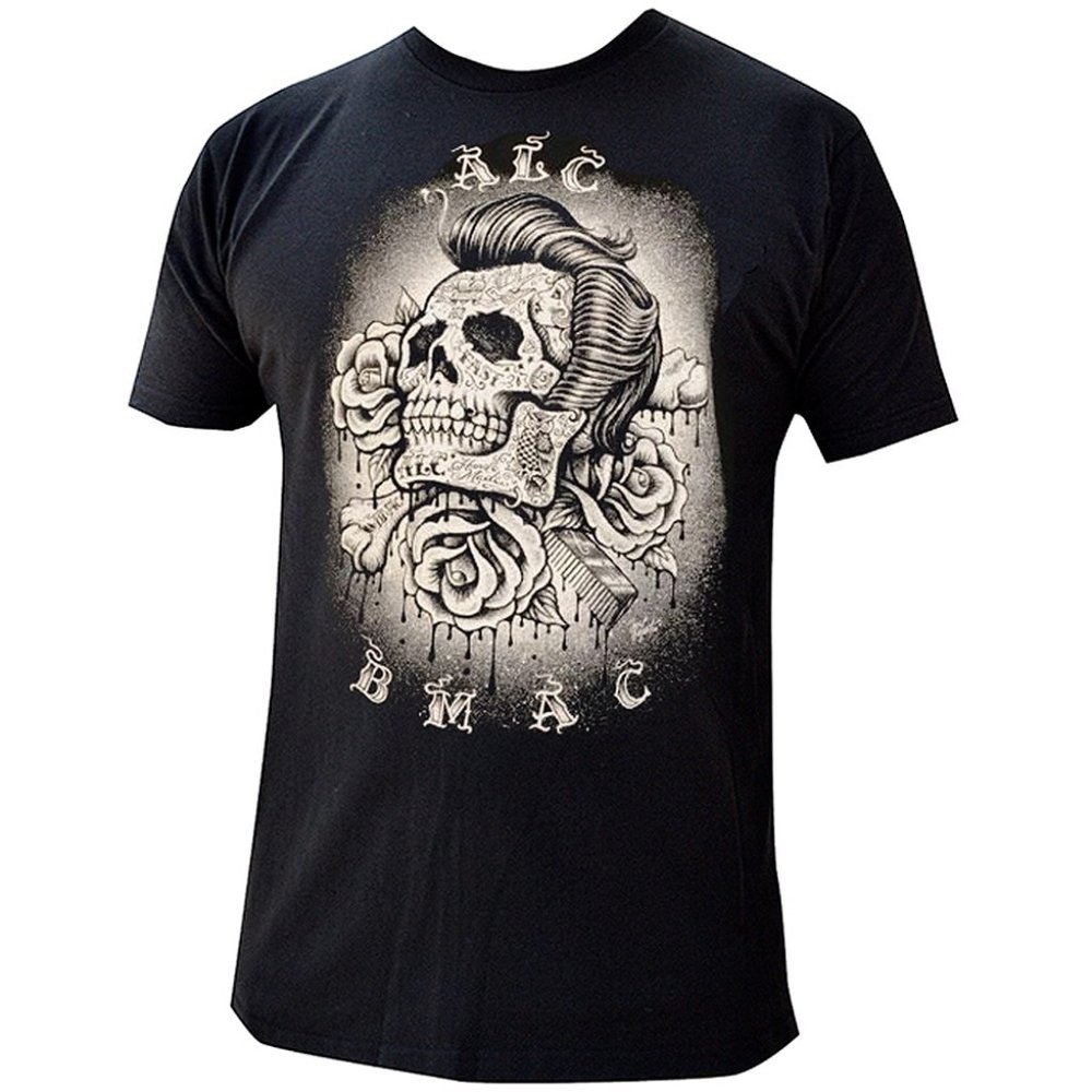 Men's Greezer T-Shirt Tattoo Ink Pompadour Roses